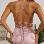 Sexy Spaghetti Strap Backless Lace up Dress