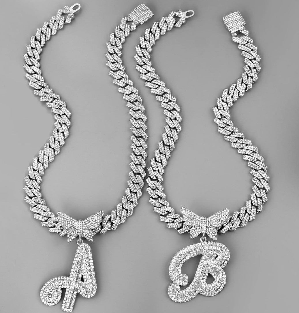 Iced Out Initial Butterfly Necklace