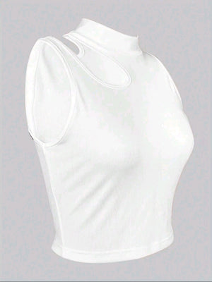 Slayr Plain Single Collar Sleeveless Tank Top