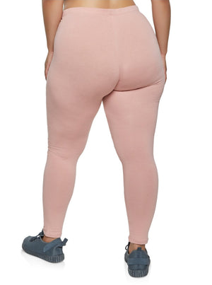 Plus Size Solid  fleece Leggings