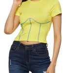 Contrast Stitch Crop Top