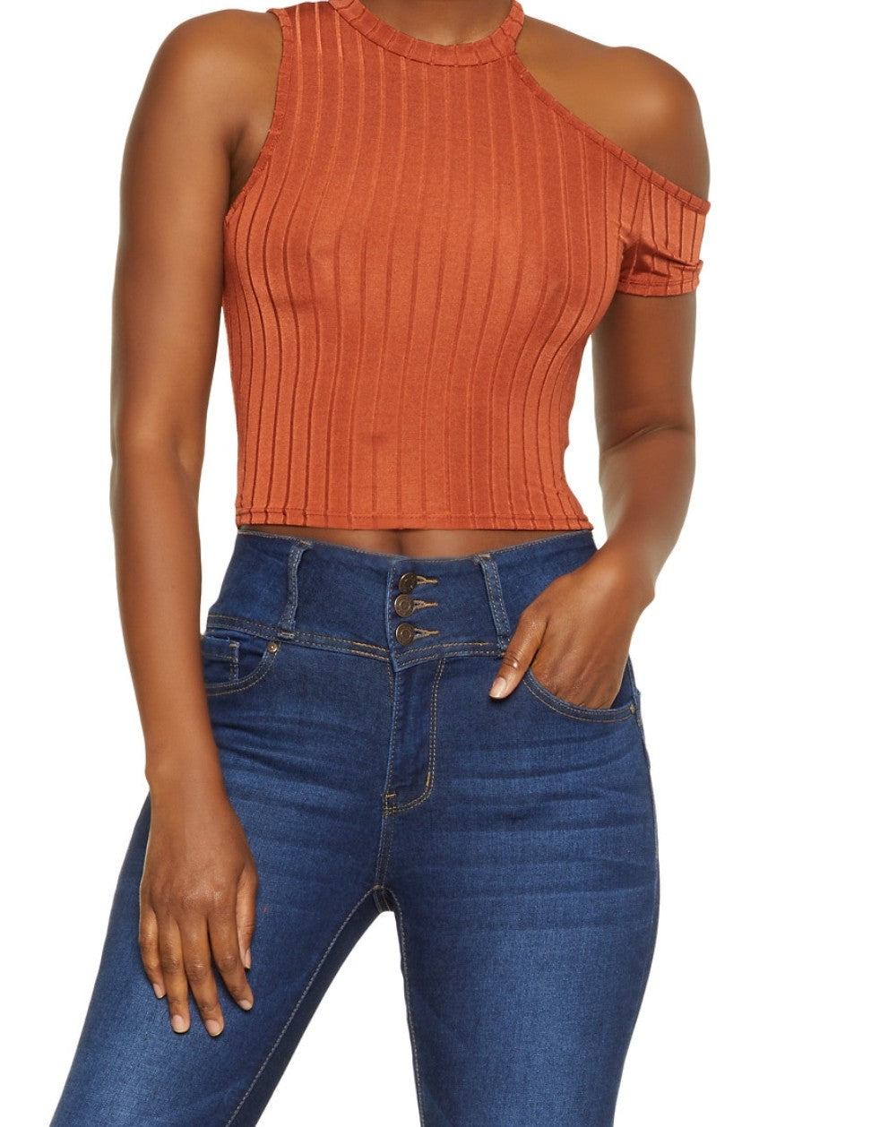 Ribbed Cut Out Crop Top