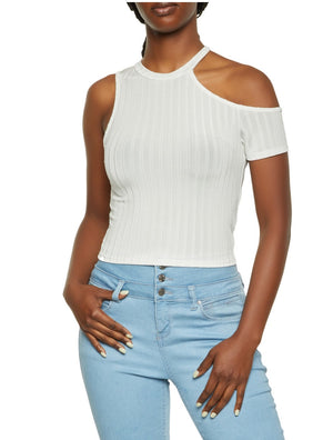 Ribbed Cut Out Crop Top