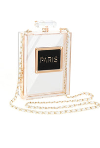 Elegant Acrylic  Gold Paris perfume Shape Evening Bag