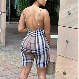 Classic Bodycon Romper Spaghetti Strap Short Pants One Piece Jumpsuit