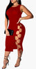 Red sexy Sleeveless Bandage Lace up Bodycon Dress