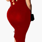 Red sexy Sleeveless Bandage Lace up Bodycon Dress