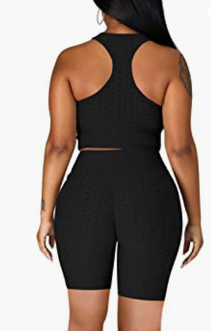Workout 2 Piece Tracksuit Sexy Crop Top & Shorts