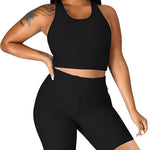 Workout 2 Piece Tracksuit Sexy Crop Top & Shorts