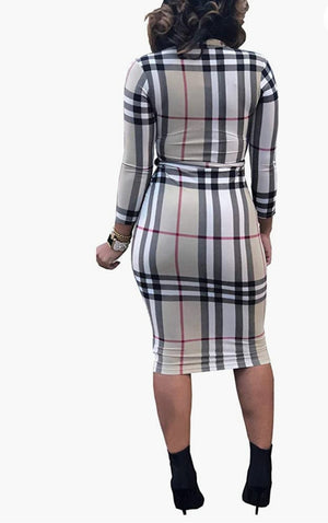 Classy Bodycon Long Sleeve Slim Fit Zipper Dress