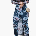 Sexy See Through Floral Printed Translucent Bodycon Dress