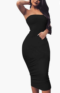 Black Basic Sleeveless Tube Top Sexy Dress