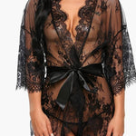 Lace Kimono Babydoll Lingerie Mesh Robe