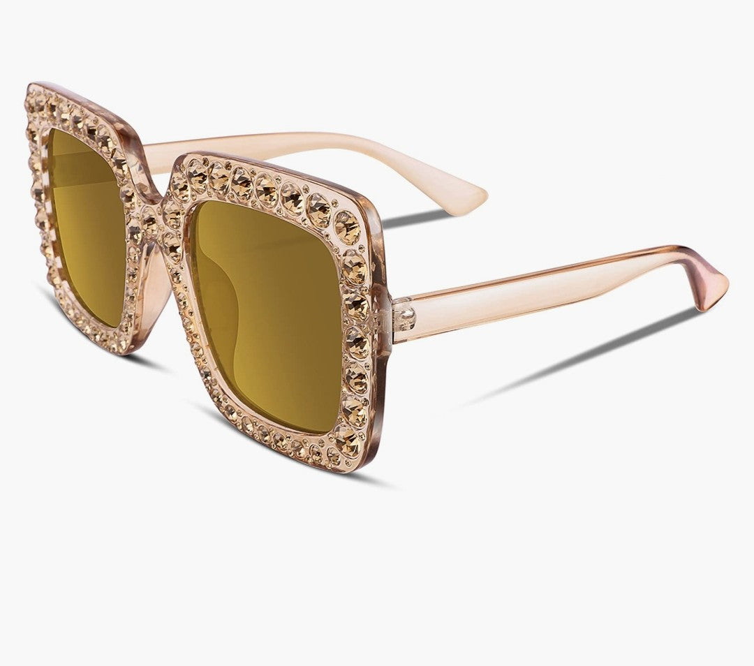 Crystal Oversize Square Sunglasses