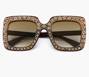 Crystal Oversize Square Sunglasses