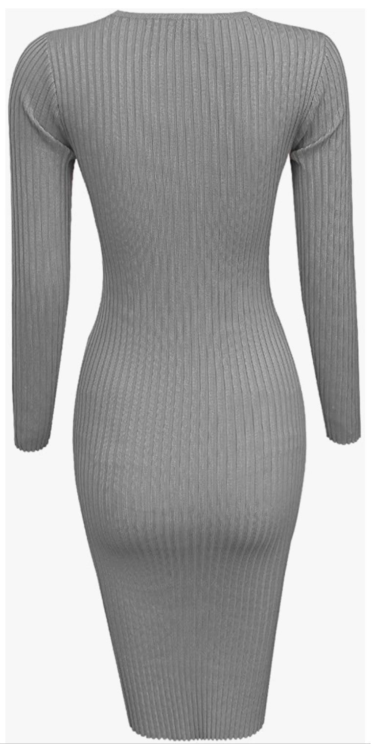 Stylish Surplice Wrap Bodycon Knit Dress