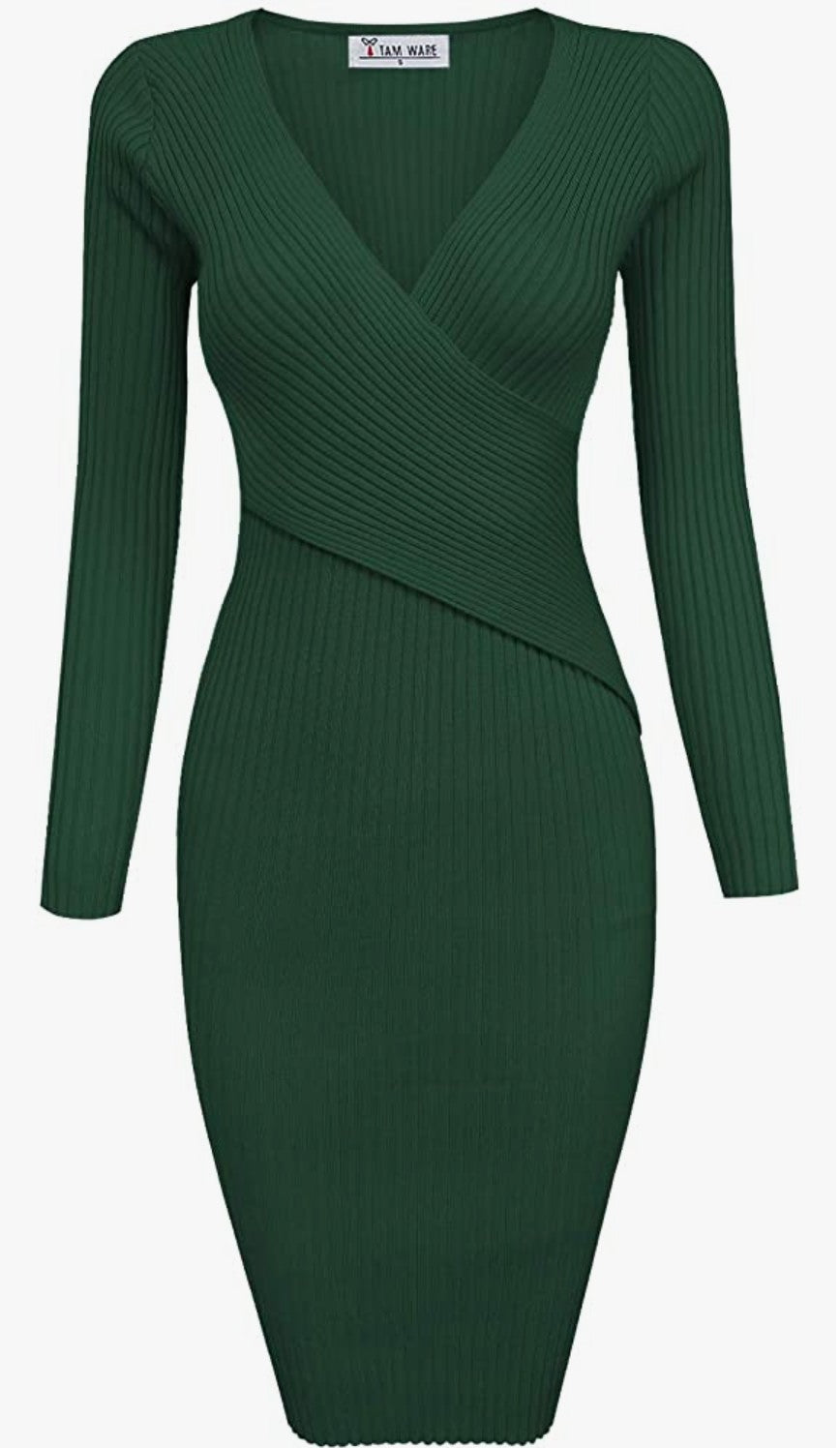 Stylish Surplice Wrap Bodycon Knit Dress