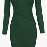 Stylish Surplice Wrap Bodycon Knit Dress