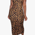 Leopard Knitted Spaghetti Strap Dress