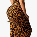 Leopard Knitted Spaghetti Strap Dress