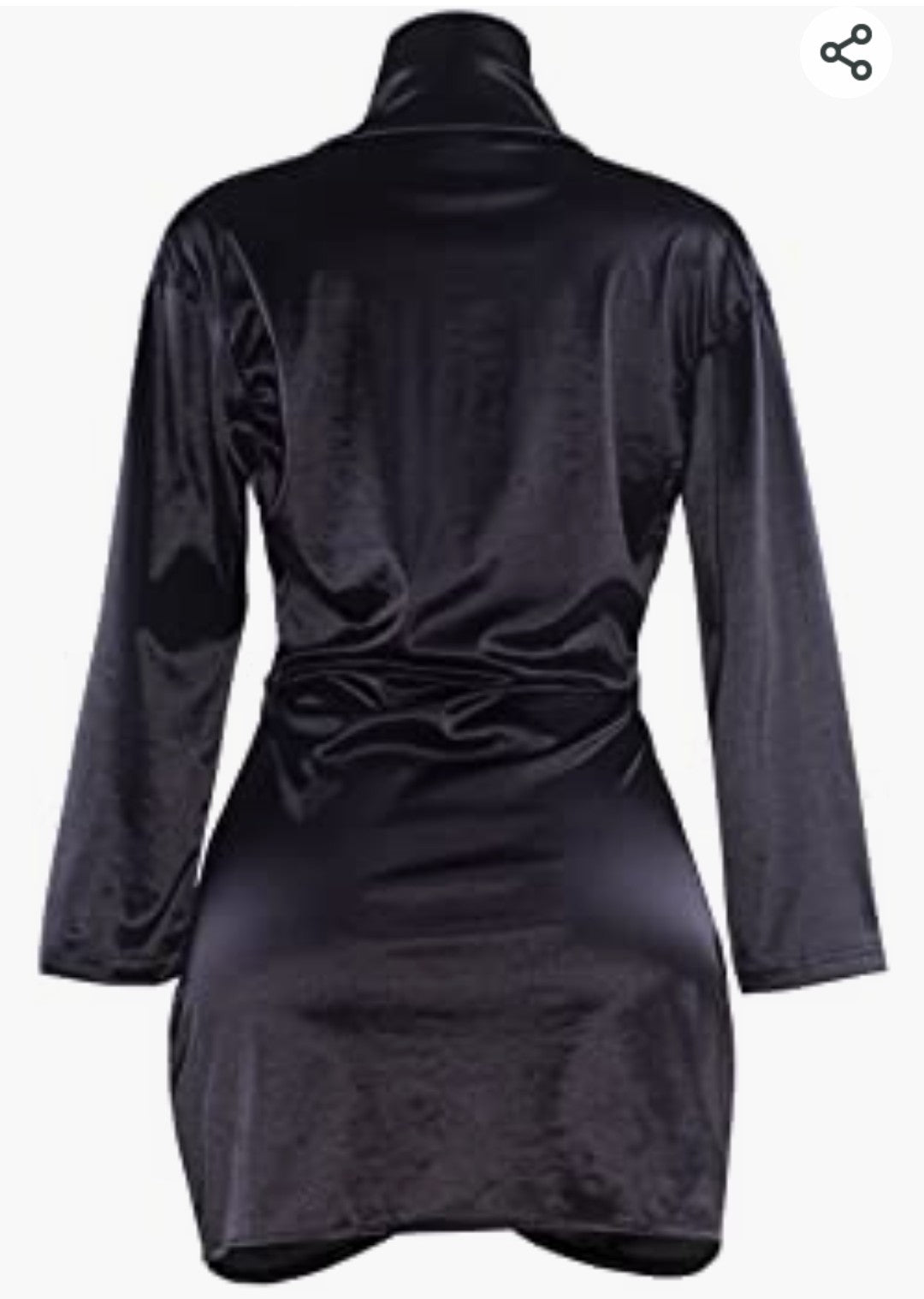 Sexy Satin Long Sleeve Deep V Neck Mini Dress