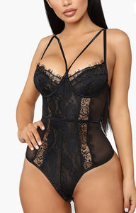 Aranmei Sexy Eyelash Lace Bodysuit teddy Lingerie