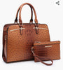 Leather Ostrich Satchel Handbag