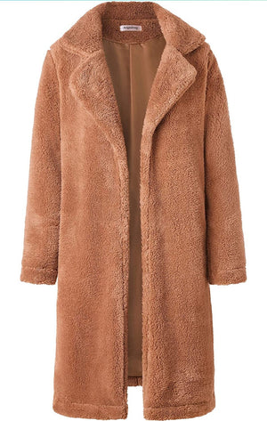 Fuzzy Fleece Cardigan Open Front Jacket