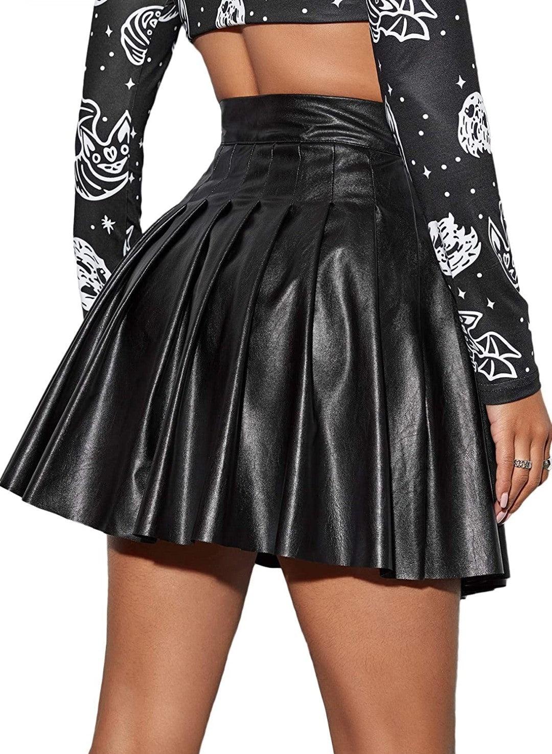 High Waist Leather Mini Skirt