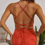Sexy Spaghetti Strap Backless Lace up Dress