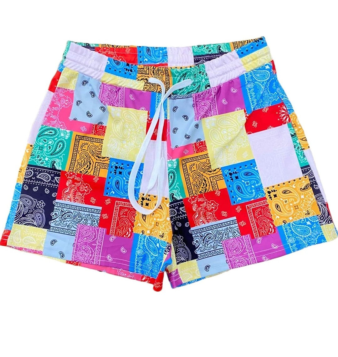 Paisley Fashion Patchwork Print Shorts